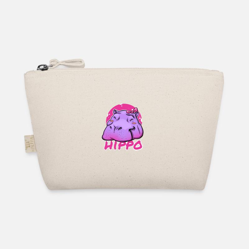 Cute Hippo with Pink Bow Organic Pouch