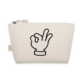 ok hand sign / OK Handzeichen (1c) - Organic Pouch - nature - Front