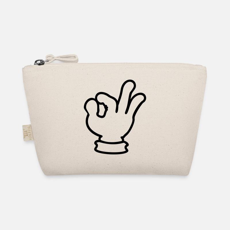 ok hand sign / OK Handzeichen (1c) - Organic Pouch - nature