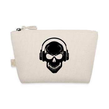 Totenkopf mit Kopfhörer - Headphone Skull - Bio-Täschchen - Natur - Vorne