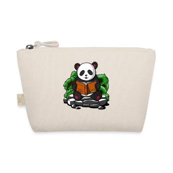 Niedlicher Panda Bear Book Reading Animal - Bio-Täschchen - Natur - Vorne