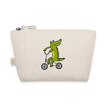 Crocodile alligator reptile bike kids gift - Organic Pouch - nature - Front