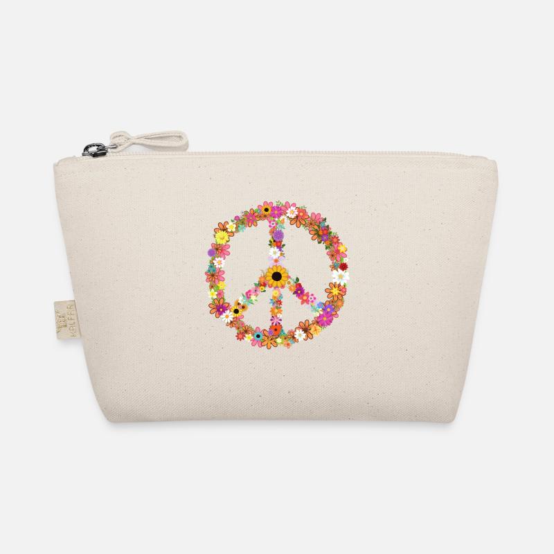 Peace symbol mit Blummen Hippie Bio-Täschchen