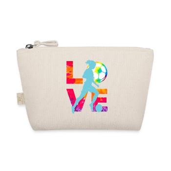 Love Feminine football. Cadeau de conception de fille de soccer - Trousse biologique - nature - Devant