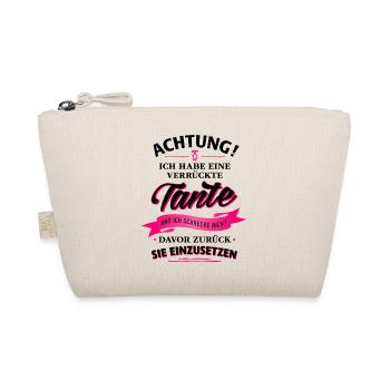 Achtung! verrückte Tante Verwandte Familie Kind - Bio-Täschchen - Natur - Vorne