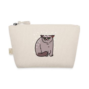 Grimmige Katze in Schnee Winter kalt Xmas Kind - Bio-Täschchen - Natur - Vorne