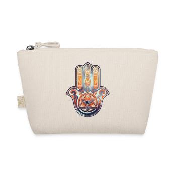 Hamsa Hand, Alles sehendes Auge, Glücksbringer - Bio-Täschchen - Natur - Vorne