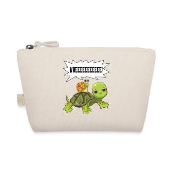 Cute & Funny Snail Riding on Turtle Yelling Whee - Organic Pouch - nature - Front