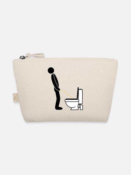 WC logo im stehen pinkeln pissen klo toilette erle - Bio-Täschchen - Natur - Vorne