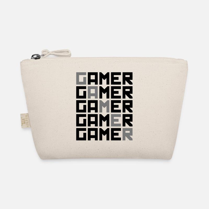 cool pattern text retro gamer logo play play n Organic Pouch