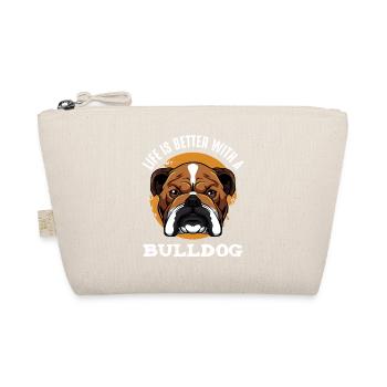 Bulldog Lebensfreude Shirtmotiv - Bio-Täschchen - Natur - Vorne