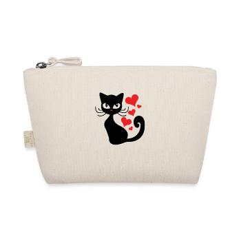 Schwarze Katze Herz Liebe Party Trend Geschenk - Bio-Täschchen - Natur - Vorne