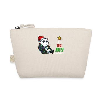 Panda mit Lichterkette Weihnacht - Bio-Täschchen - Natur - Vorne
