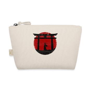 Samurai Krieger, Rote Sonne mit Zen Japan Tempel - Bio-Täschchen - Natur - Vorne