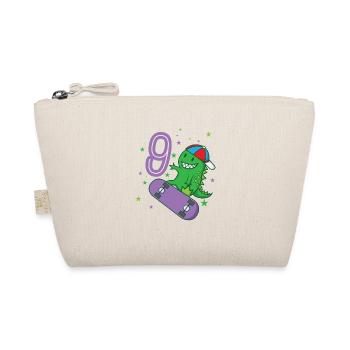 9th Birthday Dino Monster skate Cappi - Organic Pouch - nature - Front