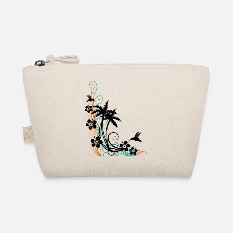 Palmen Hibiskus Kolibri Sommer - Bio-Täschchen - Natur