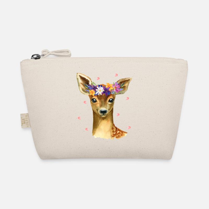 Cute Baby Deer Rehkitz Reh mit Blumen und Konfetti - Bio-Täschchen - Natur