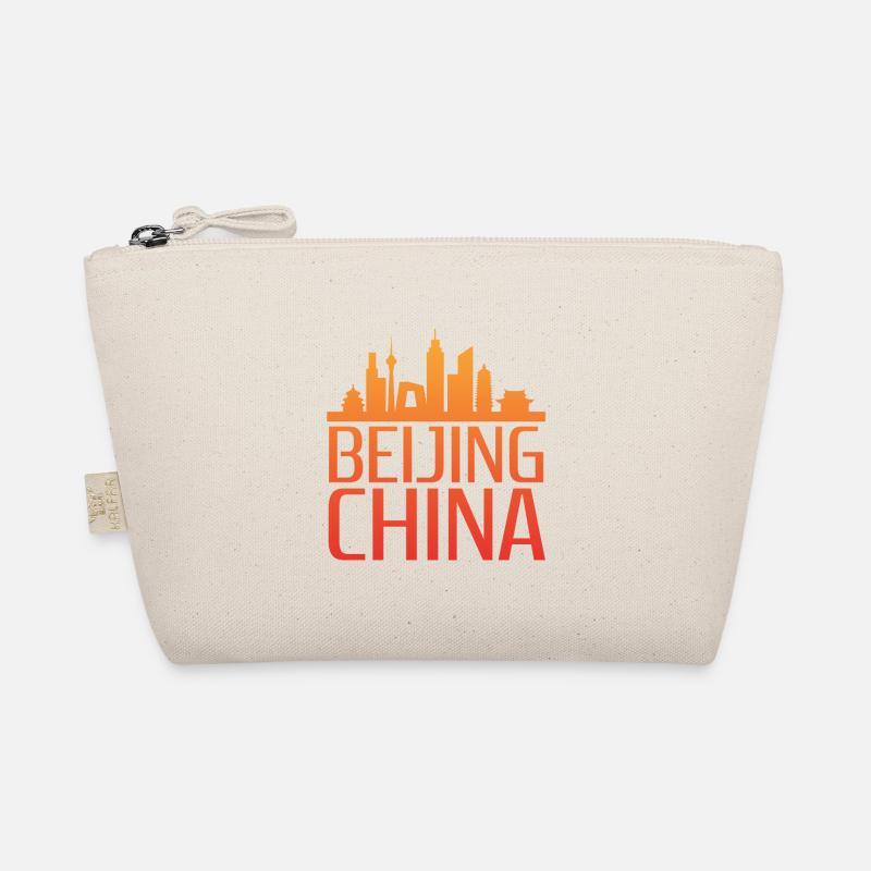 Stylized Beijing Skyline Motif Organic Pouch