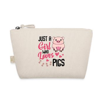 Pink Pig Loves Coffee Hearts - Organic Pouch - nature - Front