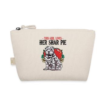 Heart Bulldog with Flowers Shar Pie - Organic Pouch - nature - Front