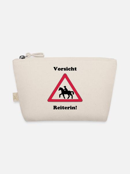 Pferde Reiter reiten - Bio-Täschchen - Natur - Vorne