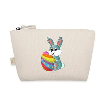 Knuffeliger süßer Osterhase mit buntem Osterei - Bio-Täschchen - Natur - Vorne