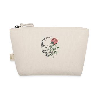 Heavy metal rock skull rose tshirt - Organic Pouch - nature - Front