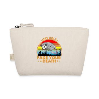 Live Ugly Fake Your Death Vintage Retro Opossum - Organic Pouch - nature - Front
