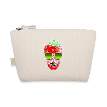 Summer hipster skull strawberry with sunglasses - Organic Pouch - nature - Front