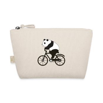 Funny panda bear on a bike bike - Organic Pouch - nature - Front