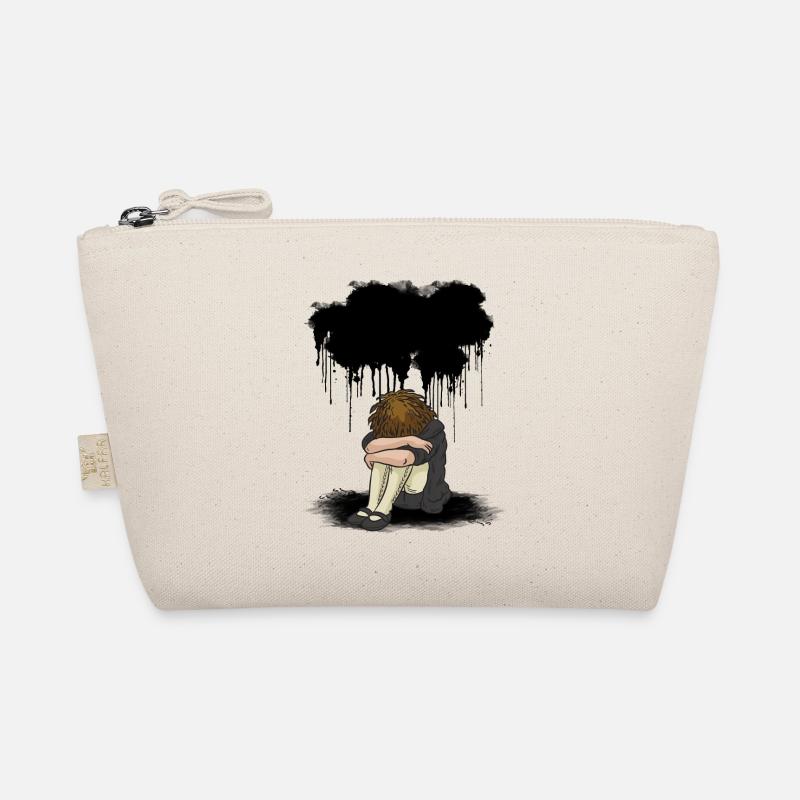 Trauriges Mädchen schwarz Wolke Depression Bio-Täschchen