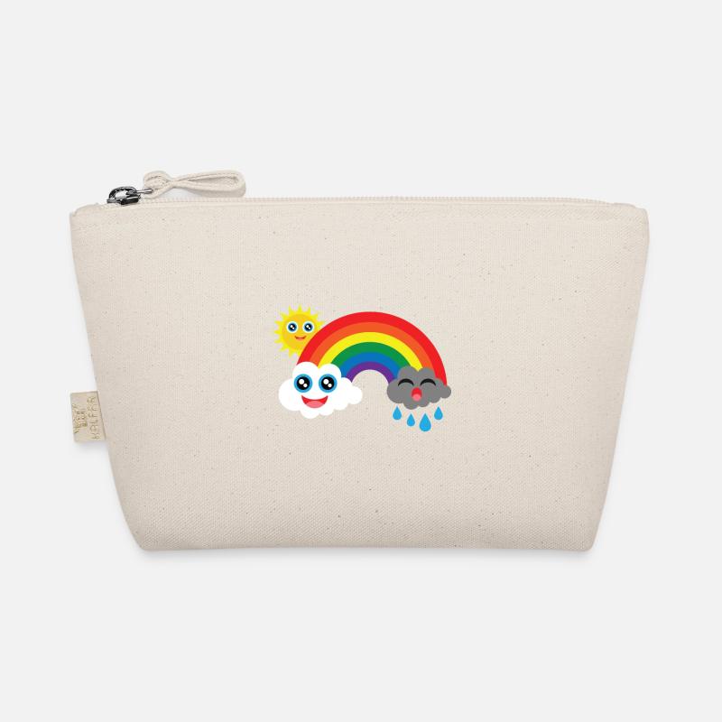 Wolken lachen und weinen mit Sonne im Regenbogen - Bio-Täschchen - Natur