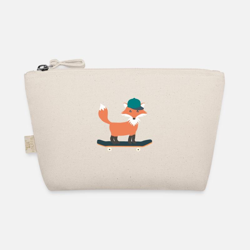 Skateboard Skater Fuchs - Bio-Täschchen - Natur