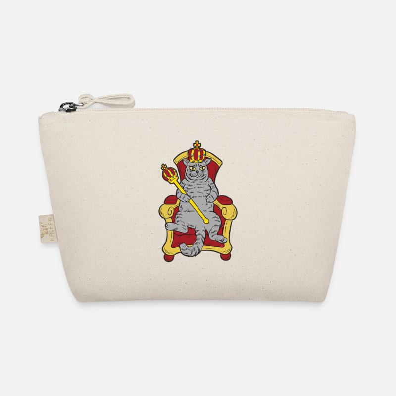 Cats king on throne with scepter and crown Organic Pouch