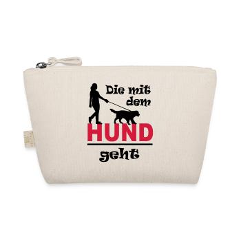 Hund Gassi Gehen Frau - Bio-Täschchen - Natur - Vorne