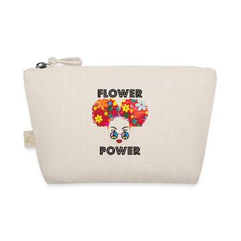 Hippie Retro Flower Power Peace Sign Glasses - Organic Pouch - nature - Front