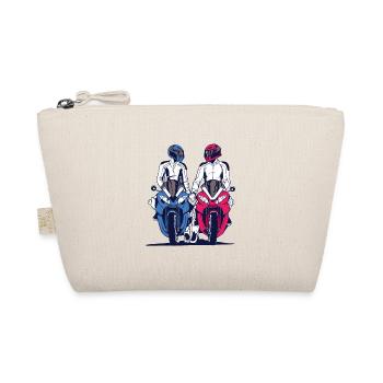 Motorcycle Couple Love - Organic Pouch - nature - Front