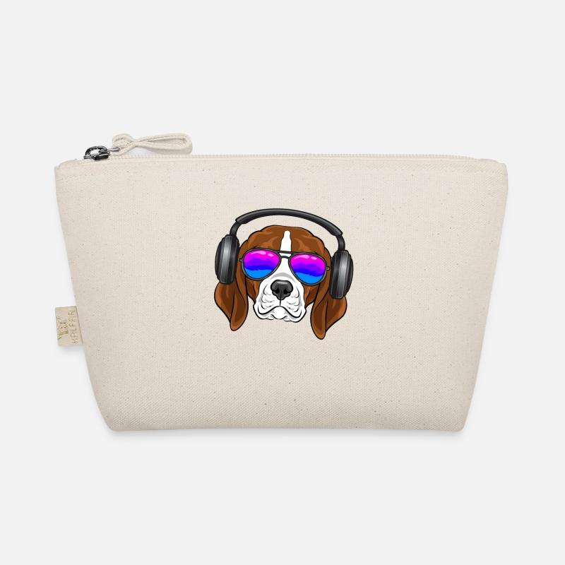 Ein cooler Beagle mit Brille, Kopfhörern, Musik Bio-Täschchen