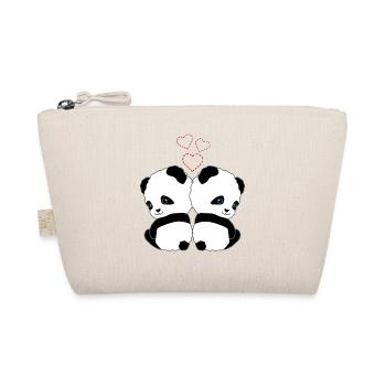 Panda panda bear love hearts women men children - Organic Pouch - nature - Front