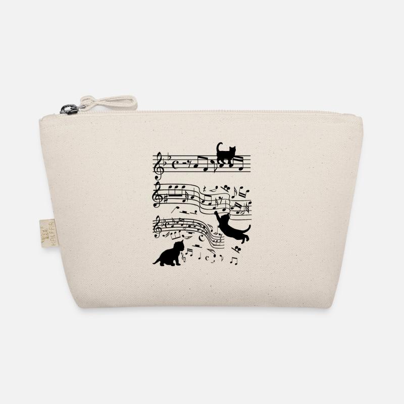 Musik Noten und Katzen & Geschenk Katzenliebhaber - Bio-Täschchen - Natur