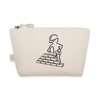Construction worker with trowel, mortar and wall - Organic Pouch - nature - Front