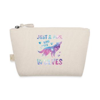 Girl Who Loves Wolves Watercolor Lover Cute Starry - Organic Pouch - nature - Front