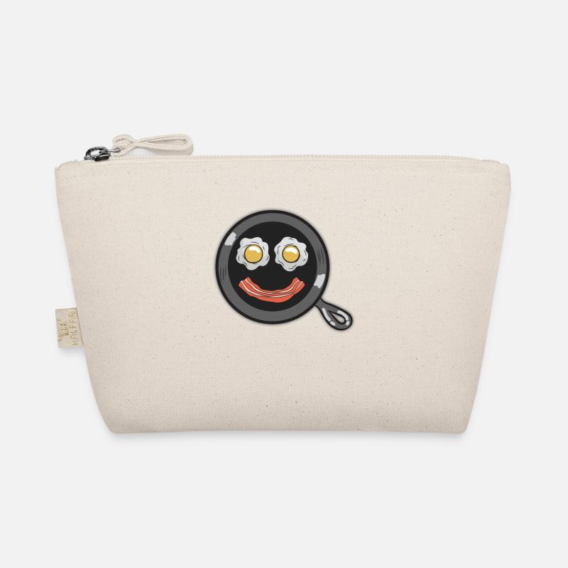 Funny breakfast face fried egg bacon pan Organic Pouch