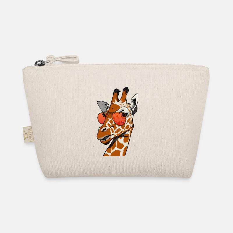 lustige Giraffe mit Sonnenbrille Giraffen Geschenk - Bio-Täschchen - Natur