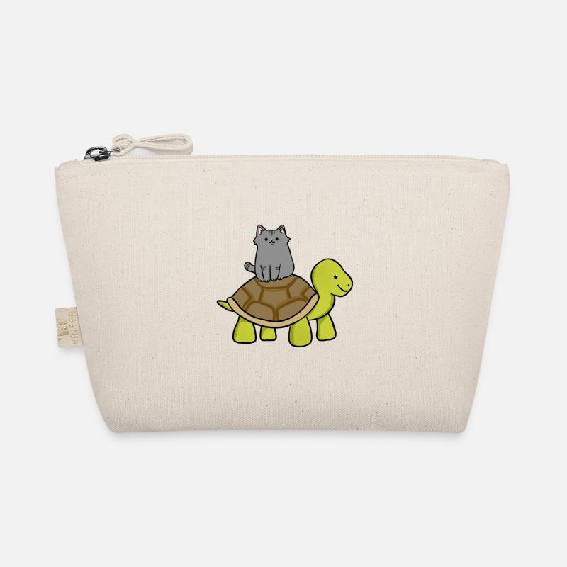 Cat rides turtle cat lover Organic Pouch