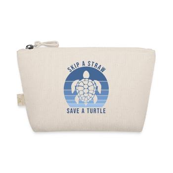 Turtle Skip Straw Save Turtle & Plastic Ocean - Organic Pouch - nature - Front