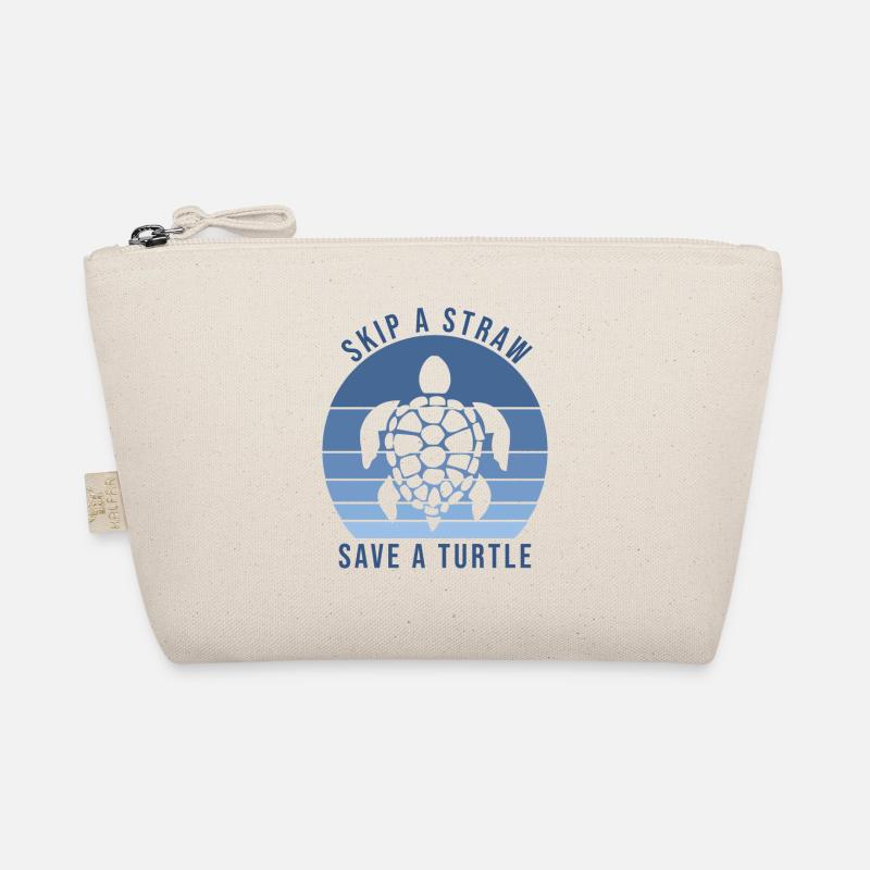 Turtle Skip Straw Save Turtle & Plastic Ocean Organic Pouch