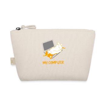 Katze auf Laptop liegen Geschenk - Bio-Täschchen - Natur - Vorne