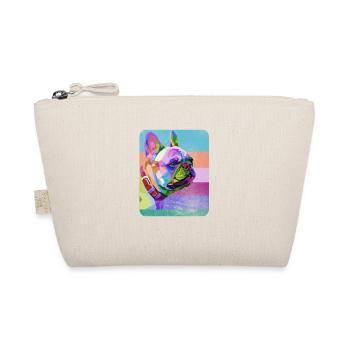Französiche Bulldogge Bunte Zeichnung - Bio-Täschchen - Natur - Vorne