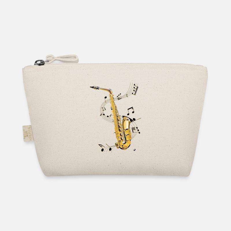 Saxophone Abbildung mit Notensystem mit Musiknoten - Bio-Täschchen - Natur